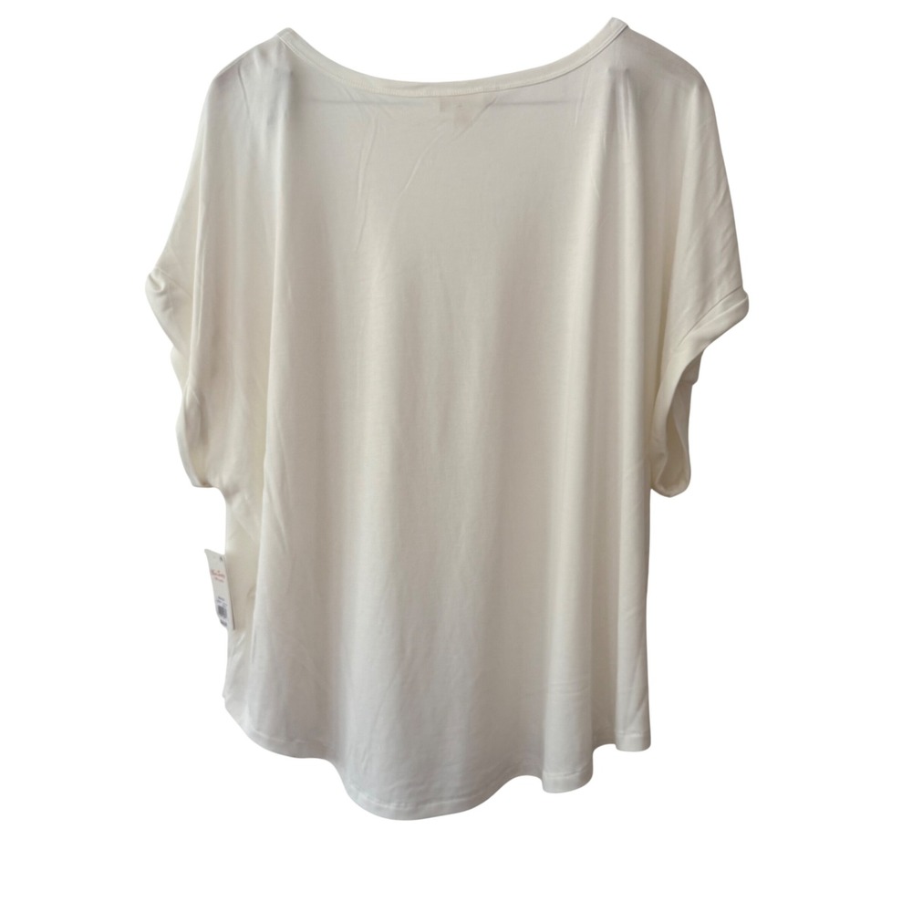 Lucky Brand Womens XXL Elevated Basic Cream Modal Blend Dolman Short Sleeve Tee - Picture 2 of 7